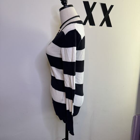 Vintage Y2K Striped V Neck Sweater Emo Scene Soft Girl Goth Witch Grunge L - Picture 4 of 5